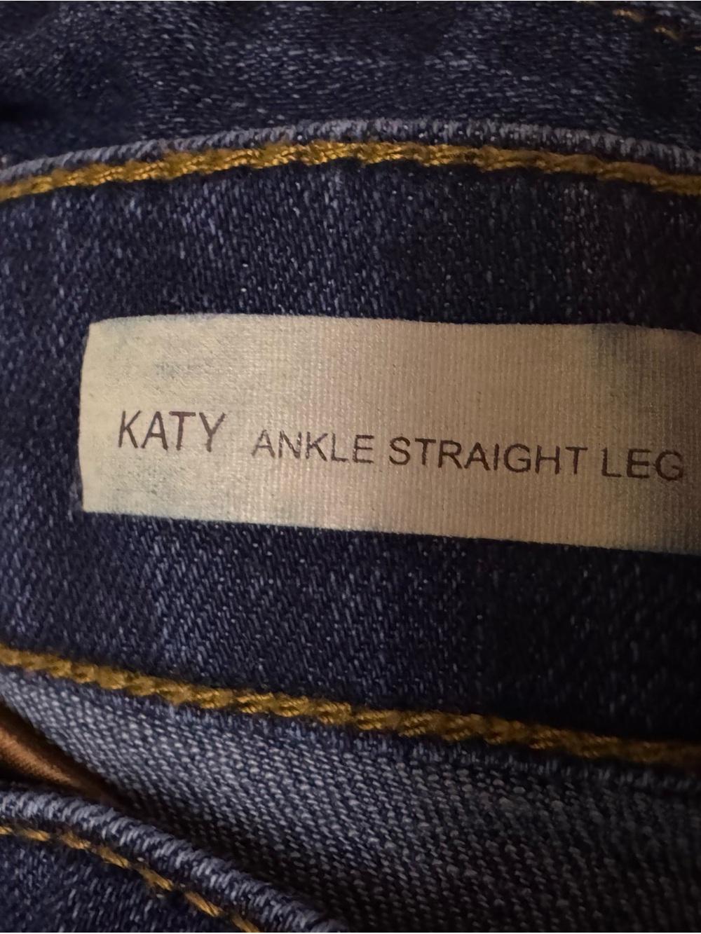 Kut from the Kloth Katy Ankle Straight Leg Jeans - Dark Blue with Gold Stitching